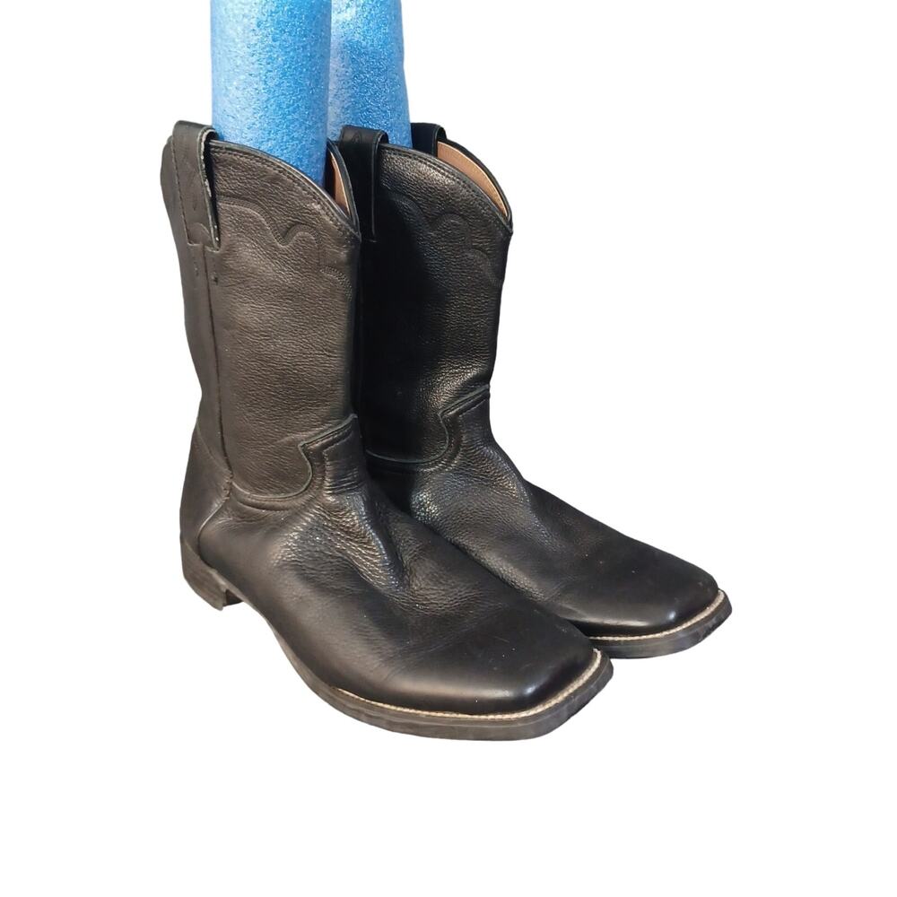 Justin Boots Black Leather Cowboy Boots